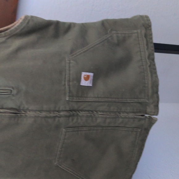 ✨ Green Carhartt Duck Mock Neck Sherpa Lined Vest Size Women's Large - Picture 5 of 10